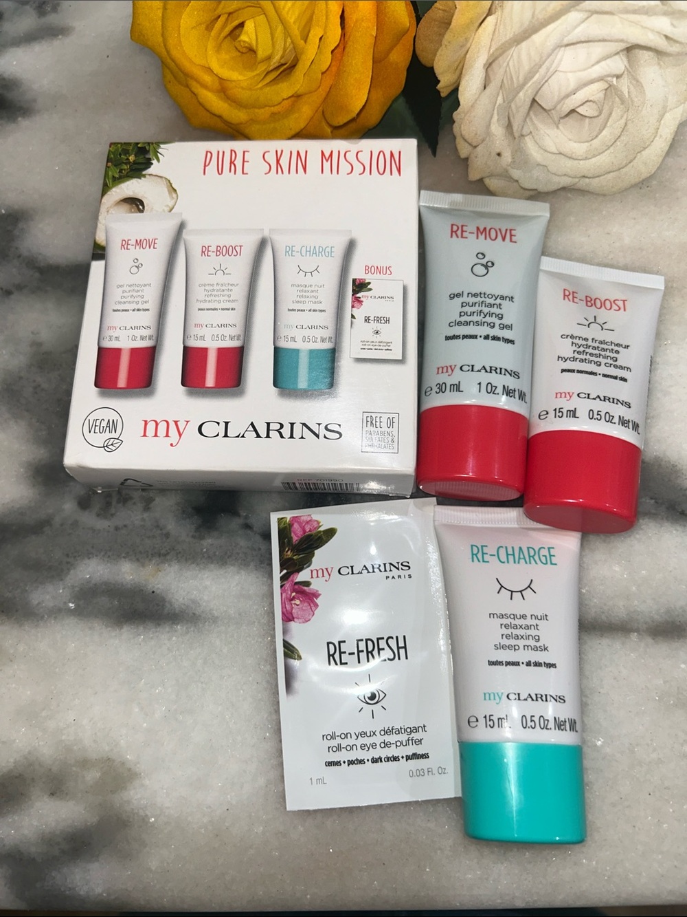 Clarins myCLARINS Skincare Set with Pink-Red and Teal Accents